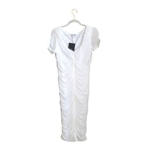Fashion Nova White Sheath Midi Dress V-Neck Short Sleeve
